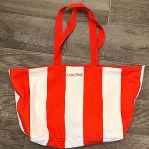 Red and White Striped Tote Bag